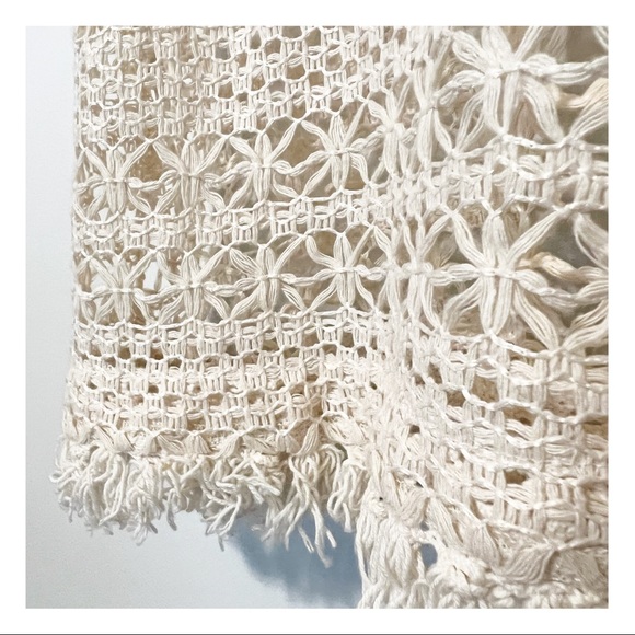 Crochet Knit Sheer Cream Tank, XS - Picture 3 of 4